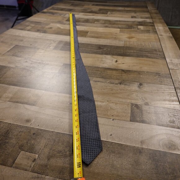 Hugo Boss Silk Tie Made in Italy Navy Blue Basketweave Pattern - Picture 6 of 6